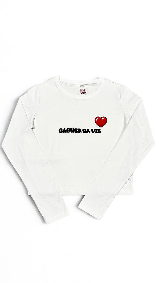 Women's Valentine's Cropped Long Sleeve Top